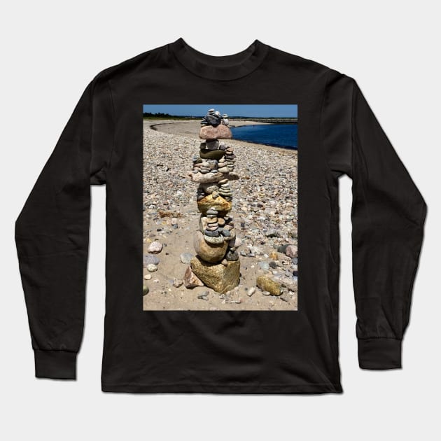 Amazing Cairn, Rock sculpture at CapeCod Long Sleeve T-Shirt by Dillyzip1202